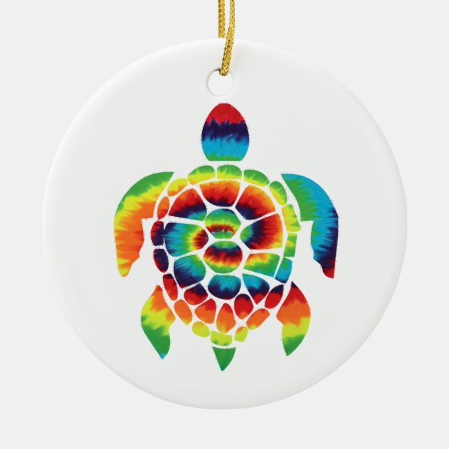 Tie Dye Sköldpadda     Julgransprydnad Keramik (Framsidan)
