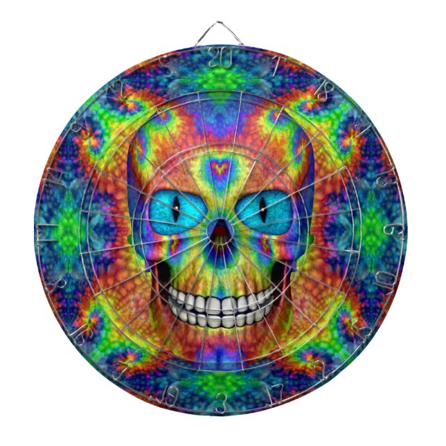 Tie Dye Skull Dead Zombie Metall Cage Dartboard Darttavla (Framsidan)