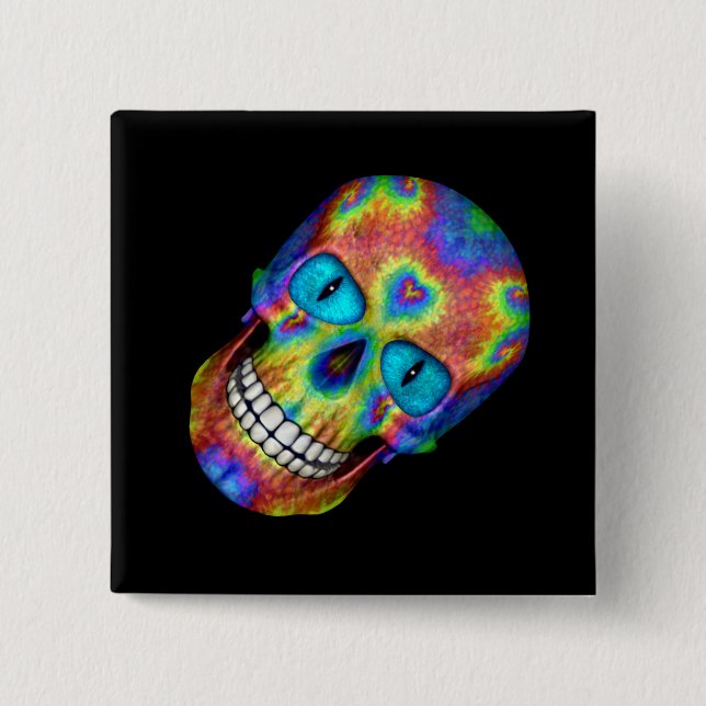 Tie Dye Skull Dead Zombie Odöda Stift Knapp (Framsida)