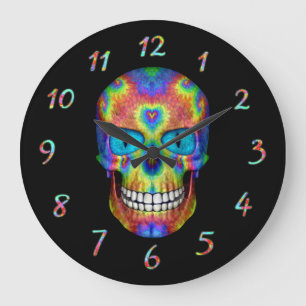 Tie Dye Skull Dead Zombie Odöda Stor Klocka