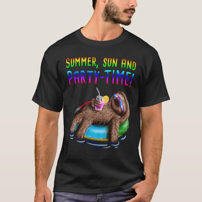 Tie Dye Sloth Summer Sol och Party Time Vacay Summ T Shirt (Framsida)