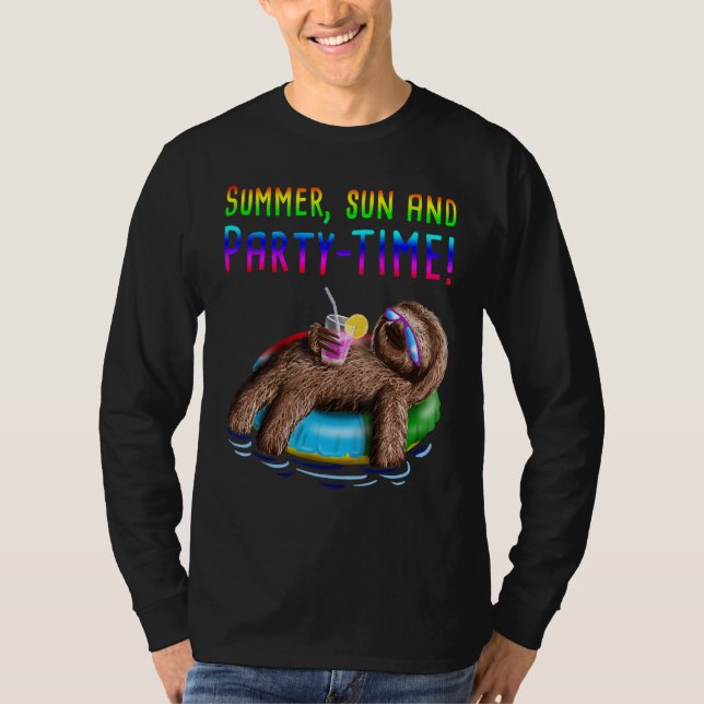 Tie Dye Sloth Summer Sol och Party Time Vacay Summ T Shirt (Framsida)