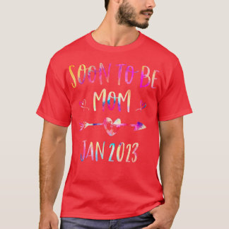 Tie Dye snart till Mamma, Graviden januari 2023 T Shirt