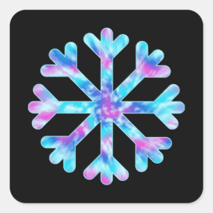 Tie Dye Snowflake Fyrkantigt Klistermärke
