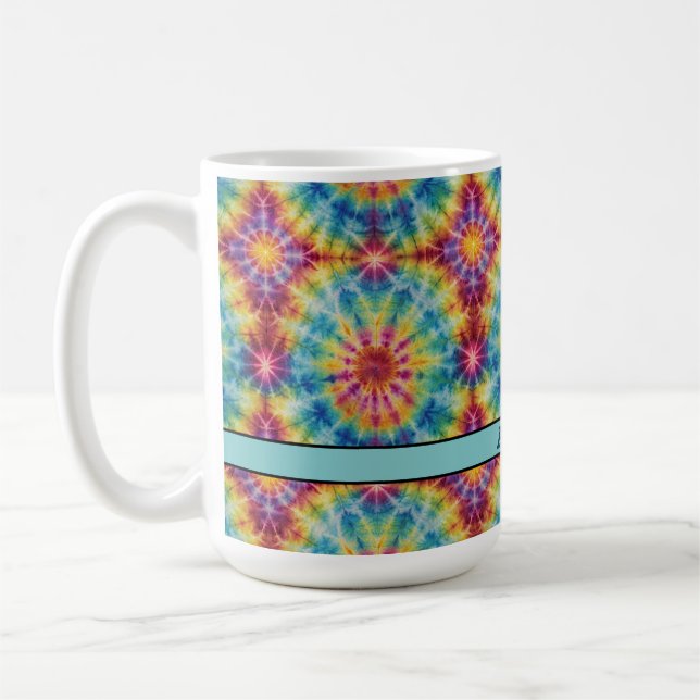 Tie Dye Spiral i Magenta Skriv ut 15 oz kaffe Mugg (Vänster)