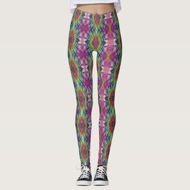 Tie Dye Spiral Rosa Leggings (Framsida)
