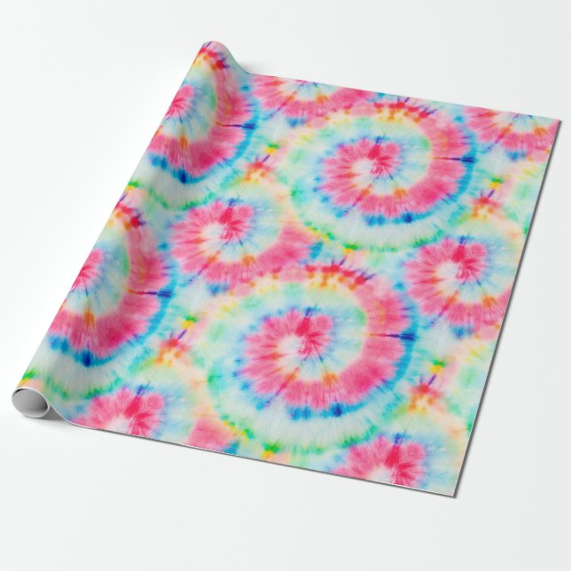 Tie Dye Spiral. Snygg Watercolor Dirty Art Sw Presentpapper (Utrullad)