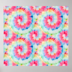 Tie Dye Spiral, vattenfärgskonst. Poster