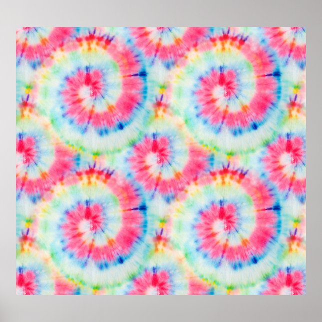 Tie Dye Spiral, vattenfärgskonst. Poster (Framsidan)
