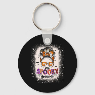 Tie Dye Spooky Grandma Halloween Monster Messy Bun Nyckelring