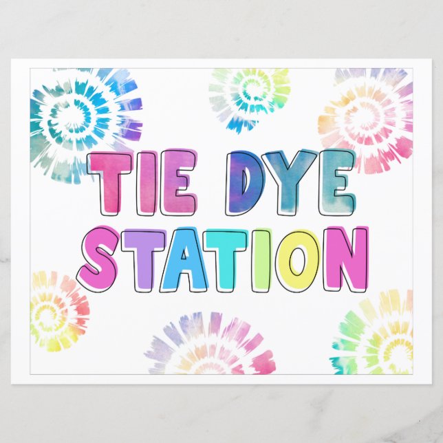 Tie Dye Station Sign | Tecken för fartyg Party (Framsida)