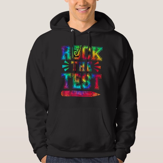 Tie Dye Sten, provningsläraren Student Lycklig Tes Hoodie (Framsida)