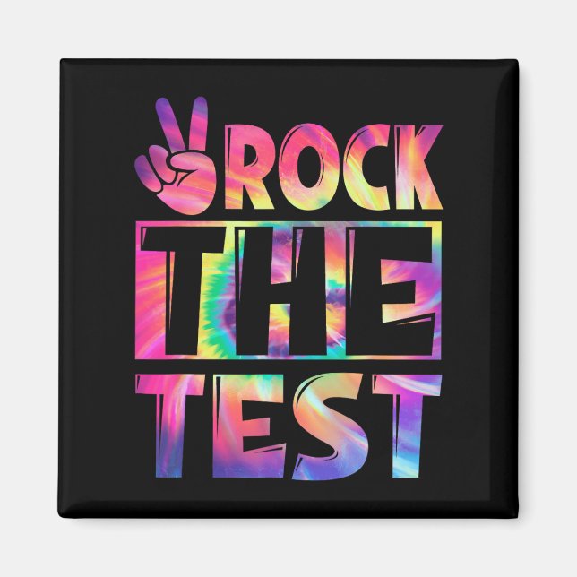 Tie Dye Sten the Test Lycklig Test Day Teacher Lo Magnet (Framsidan)
