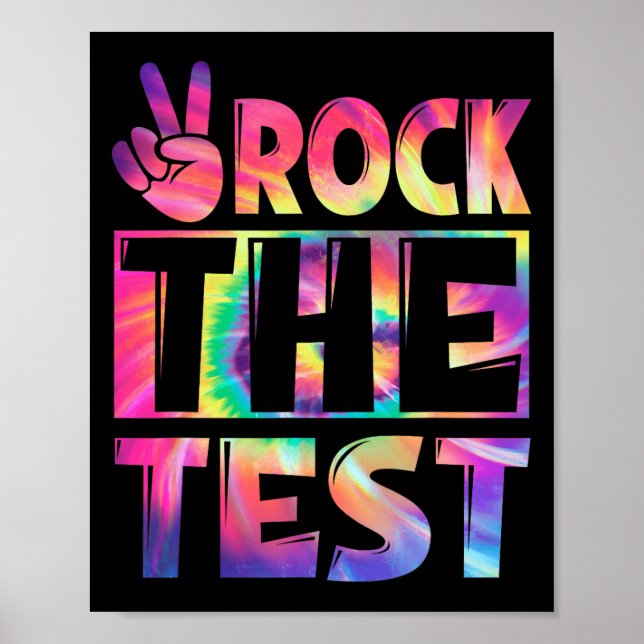 Tie Dye Sten the Test Lycklig Test Day Teacher Lo Poster (Framsidan)