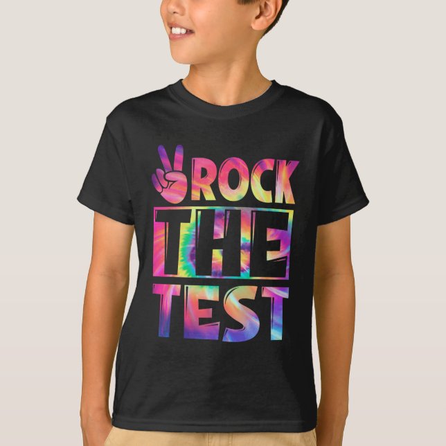 Tie Dye Sten the Test Lycklig Test Day Teacher Lo T Shirt (Framsida)