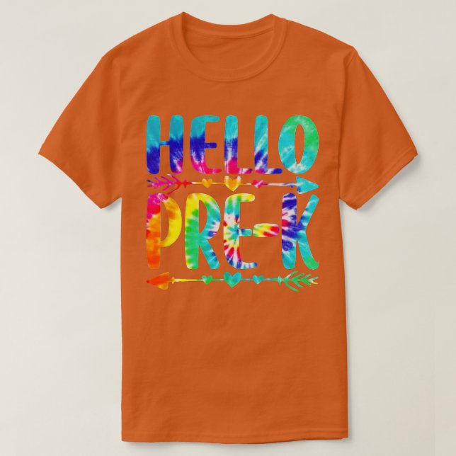 Tie Dye Student Lärare Hej PreK Back to school T Shirt (Design framsida)