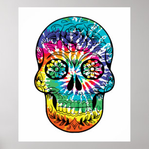 Tie Dye Sugar Skull Dia de Los Muertos Poster