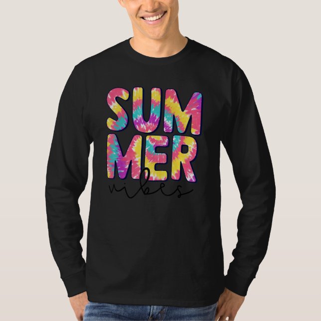 Tie Dye Summer Vibes Hawaii Beach Summer Vacation T Shirt (Framsida)