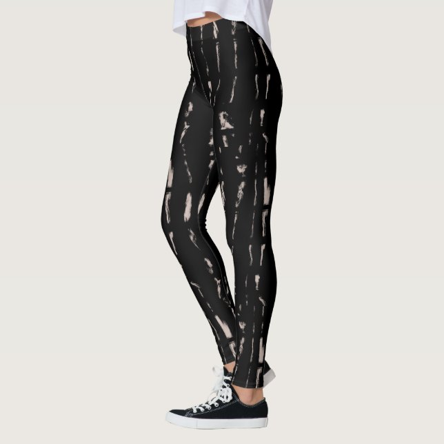 Tie Dye Svart Punk Abstrakt Mönster Leggings (Vänster)