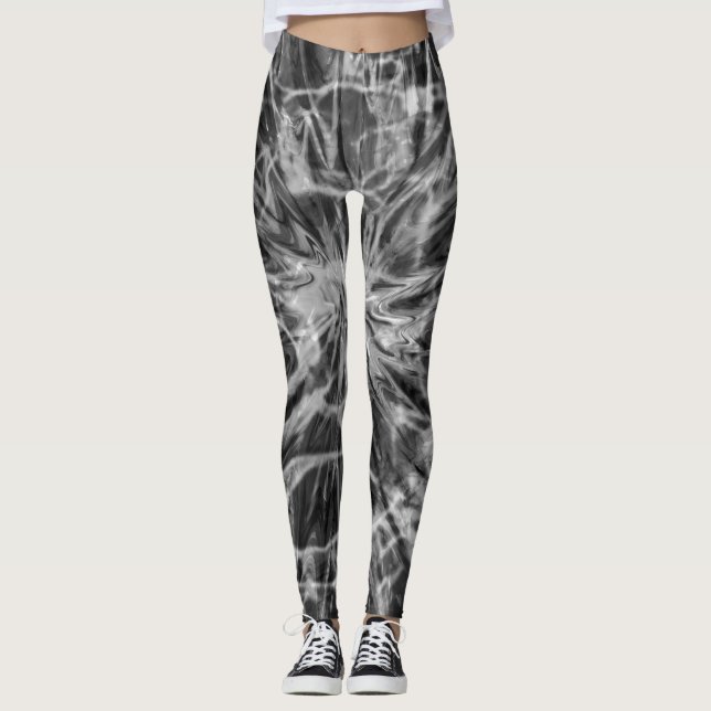 TIE DYE SVART VIT LEGGINGS (Framsida)