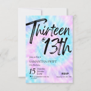 Tie Dye Sweet 13:e födelsedagsinbjudningar Inbjudningar