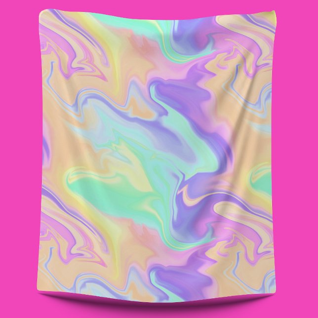 Tie Dye Swirl Pastel Groovy Fleecefilt (Skapare uppladdad)