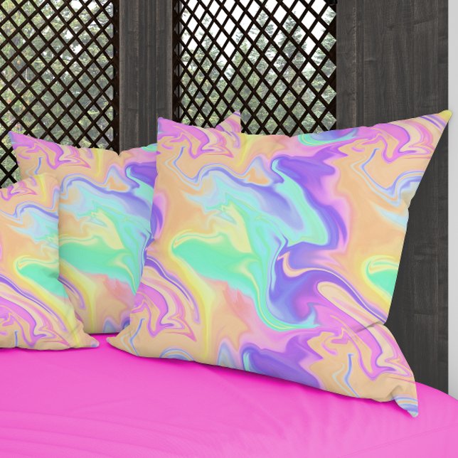 Tie Dye Swirl Pastel Groovy Kudde (Skapare uppladdad)