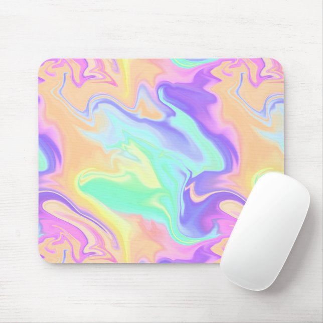 Tie Dye Swirl Pastel Groovy Musmatta (Med mus)