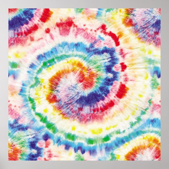 Tie Dye Swirl. Sömlös Tiedye Mönster. Fabric Mu Poster (Framsidan)