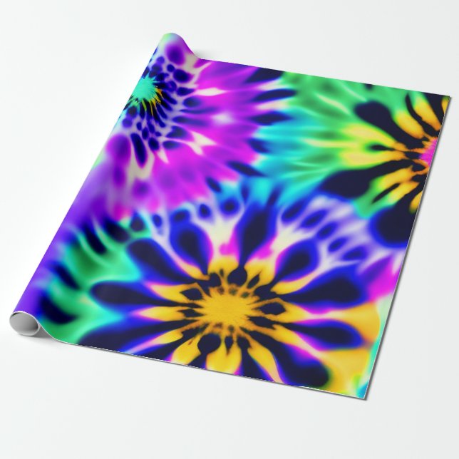 Tie Dye Swirling Mönster Design Presentpapper (Utrullad)