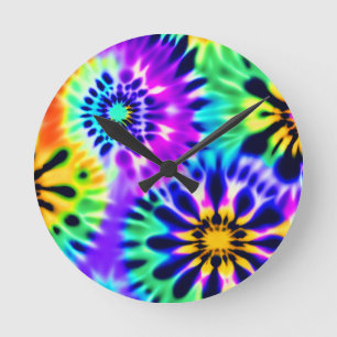 Tie Dye Swirling Mönster Design Rund Klocka