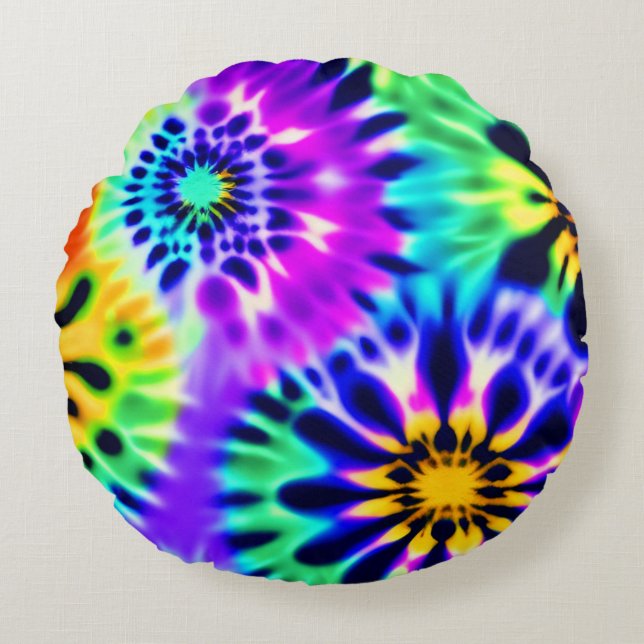 Tie Dye Swirling Mönster Design Rund Kudde (Framsidan)