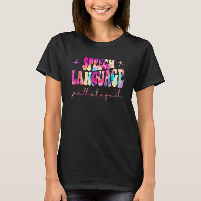 Tie Dye Tal Language Therapy Patholog Retro T Shirt (Framsida)