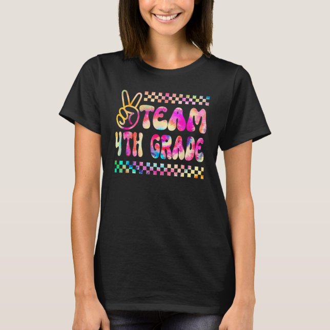 Tie Dye Team 4th Klass Lacher Student Kids Back T Shirt (Framsida)