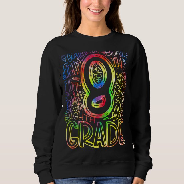 Tie Dye Team Kid Teacher Back to school 8 Klass T Shirt (Framsida)