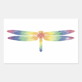 Tie Dye Thick Dragonfly Sticker Rektangulärt Klistermärke
