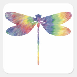 Tie Dye Thin Dragonfly Sticker Fyrkantigt Klistermärke