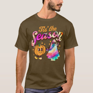 Tie Dye Tis' säsonsprumpkin och Ghost Hallowee T Shirt