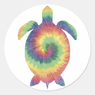 Tie Dye Turtle Sticker Runt Klistermärke