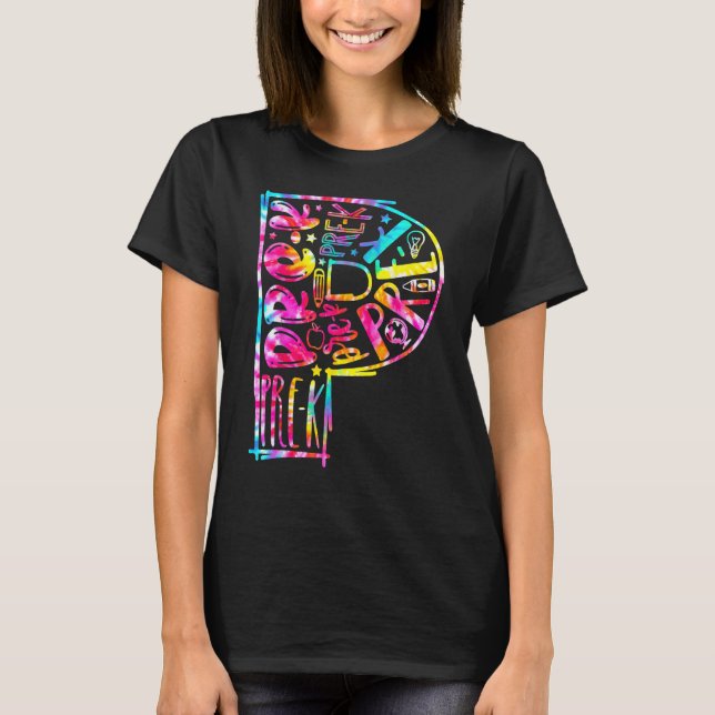 Tie Dye Typography Pre K Student Lacher tillbaka t Shirt (Framsida)