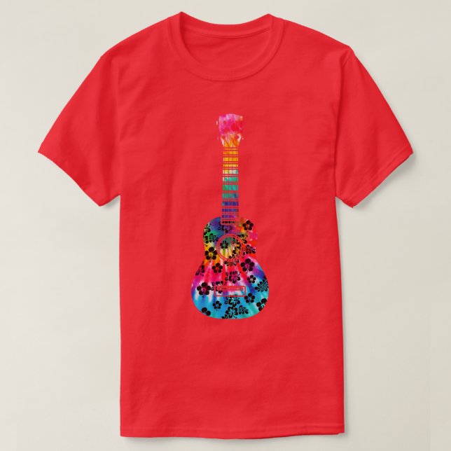 Tie Dye Ukulele Player Hawaiian 1 T Shirt (Design framsida)