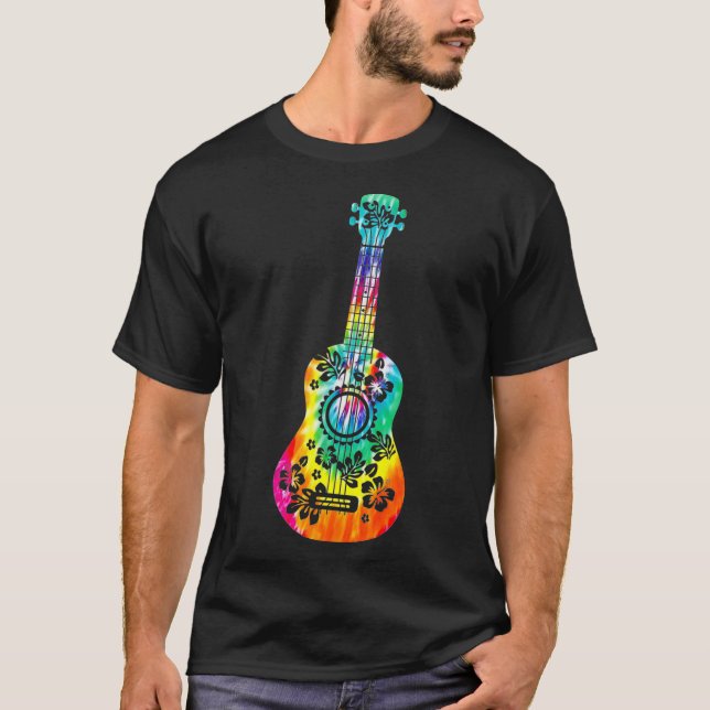 Tie Dye Ukulele Player Hawaiian Musician T Shirt (Framsida)