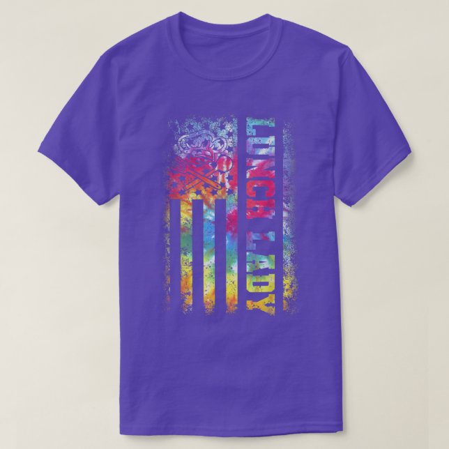 Tie Dye US Flagga Lunch Dam Back to school T Shirt (Design framsida)