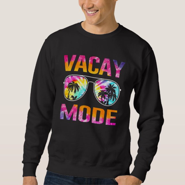 Tie Dye Vacay Mode Family Vacation Summer Sunglass Lång Ärmad Tröja (Framsida)