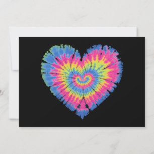 Tie Dye Valentiness Colorful Heartors Day Inbjudningar