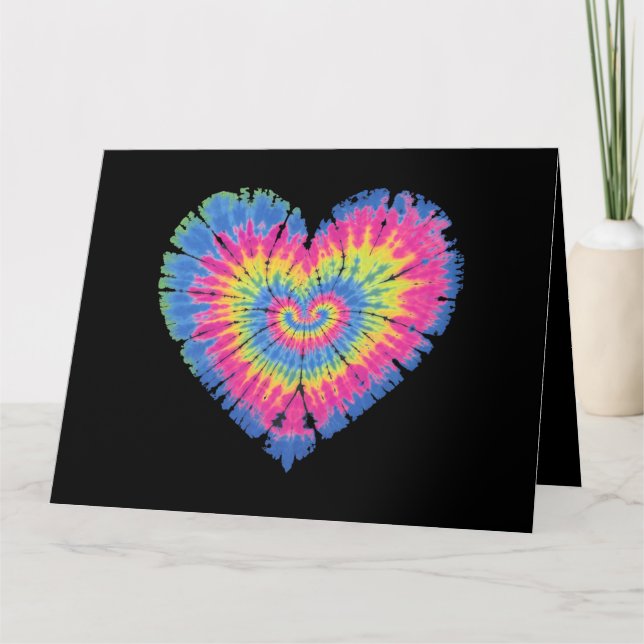 Tie Dye Valentiness Colorful Heartors Day Kort (Framsida)