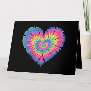 Tie Dye Valentiness Colorful Heartors Day Kort