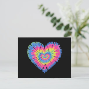 Tie Dye Valentiness Colorful Heartors Day Vykort