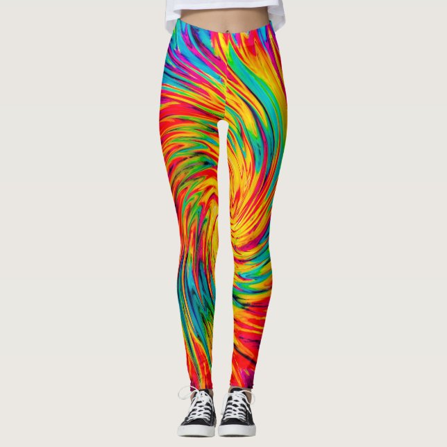 TIE DYE VIND ABSTRAKT LEGGINGS (Framsida)