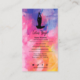 Tie-Dye Watercolor Yoga Studio Instructor Modern Visitkort